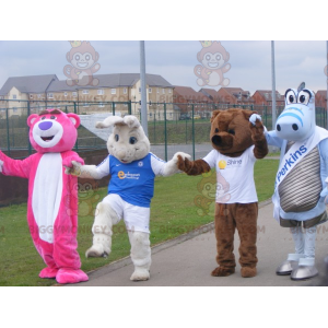 4 BIGGYMONKEY™s mascot two bears a white rabbit and a dragon –